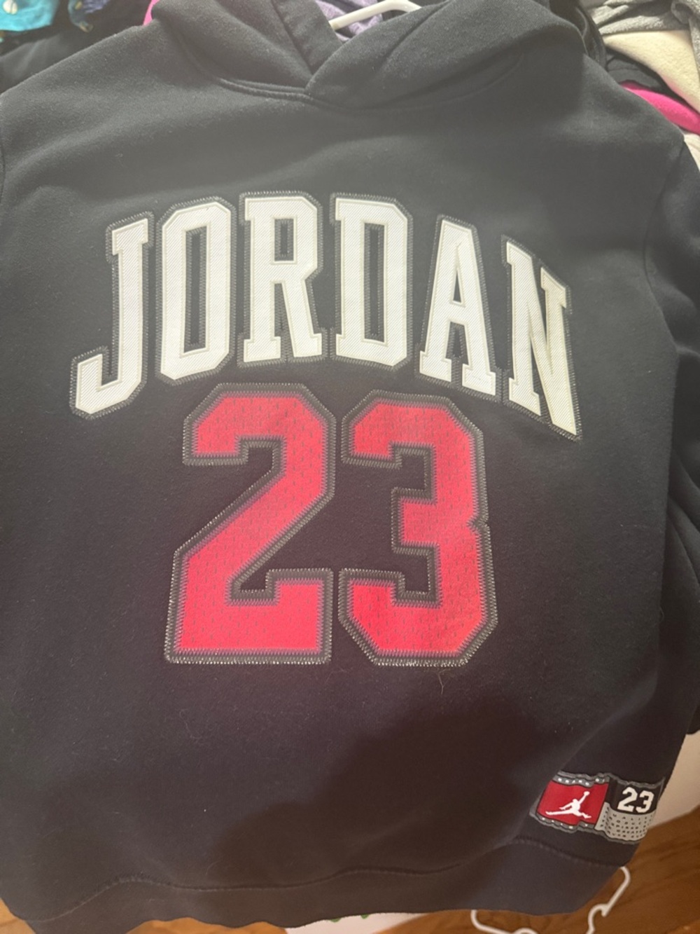 Jordan Black Hoodie with Red and White Appliqué - Picture 2 of 3